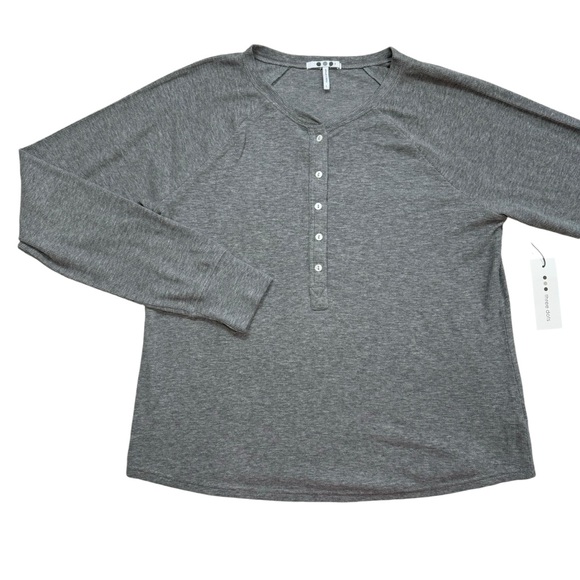 NWT New Three Dots Long Sleeve Henley Grey Top Size L - Picture 5 of 10